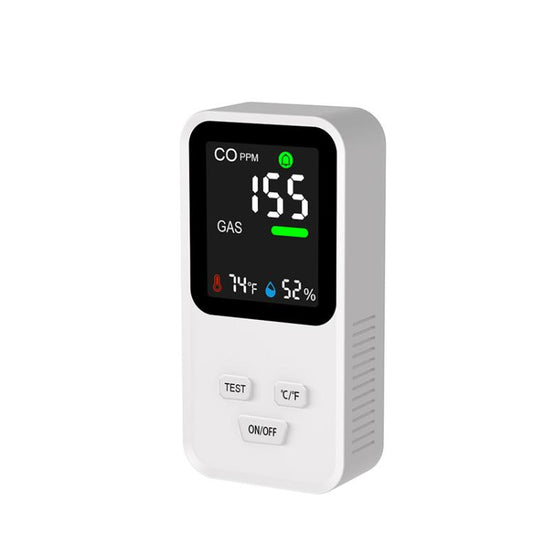 4-In-1 Plug-In Gas Detector Carbon Monoxide Combustible Gas Temperature Humidity Monitor With High Sensitivity & Alarm, US Plug, DM340  White, DM340 Black
