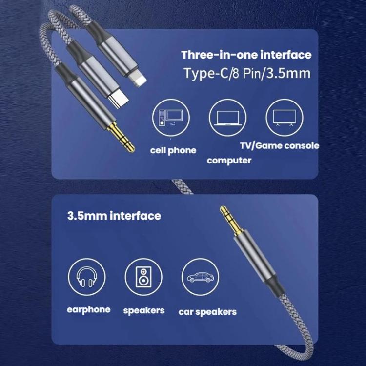 3 In 1 3.5mm Audio Cable Speaker Adapter, 1.3m, 2m