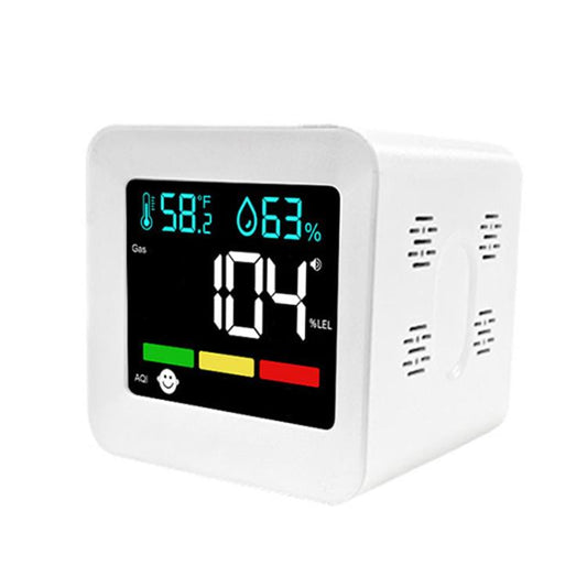 5-in-1 Plug-in Air Quality Monitor CO Combustible Gas AQI Temperature Humidity Detector with Alarm, DM296
