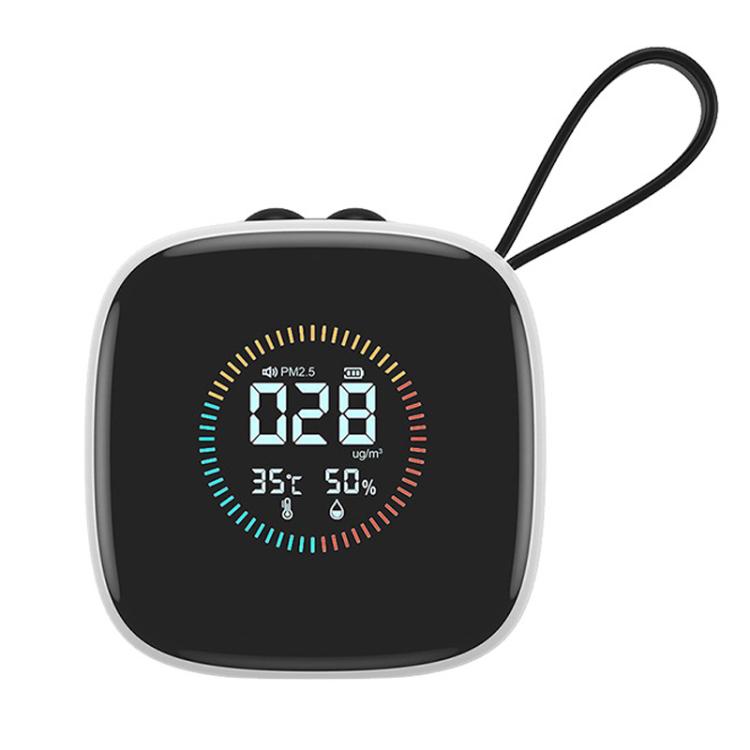 Mini PM2.5 Detector with Temperature & Humidity Monitor with Rechargeable Battery, Real-time LCD Display, DM1210A