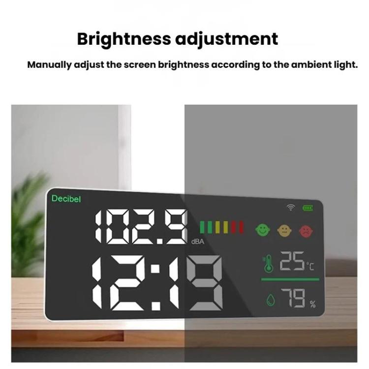 Tuya Smart 5-in-1 Wall-Mounted Noise Decibel Meter With Temperature, Humidity and Time Display, BASIC-C, BASIC-F, Upgraded