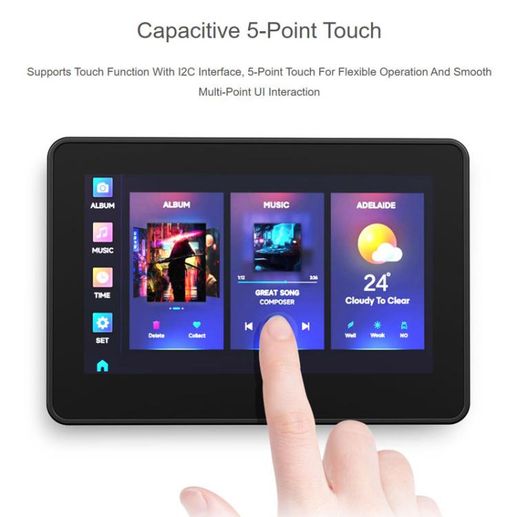 WAVESHARE RP2350 4.3inch Capacitive Touch Display Development Board, Without Case, With Plastic Case