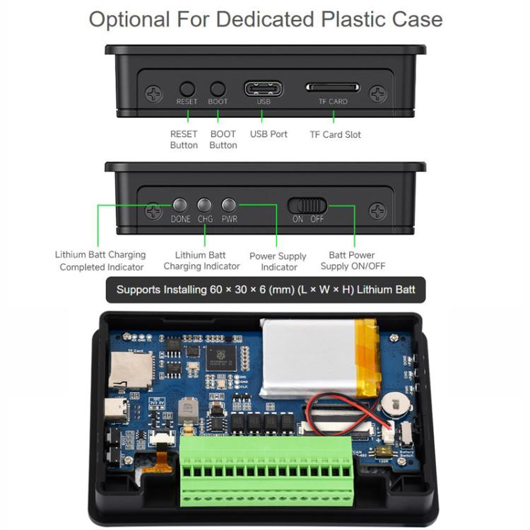 WAVESHARE RP2350 4.3inch Capacitive Touch Display Development Board, Without Case, With Plastic Case