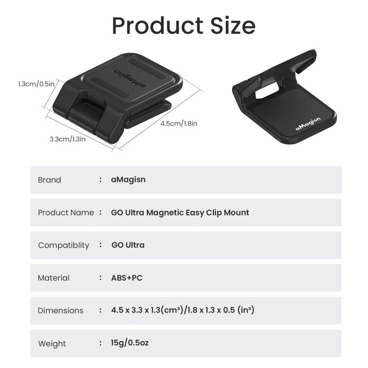 For Insta360 GO Ultra Magnetic Easy Clip AMagisn Mount 180-Degree Adjustable Angle For Flexible POV Shooting