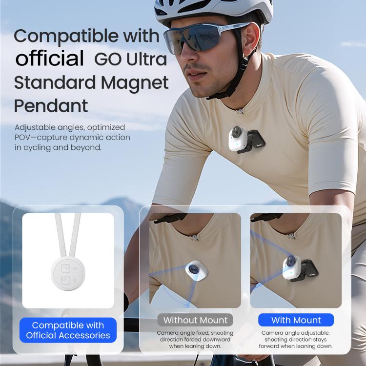 For Insta360 GO Ultra Magnetic Easy Clip AMagisn Mount 180-Degree Adjustable Angle For Flexible POV Shooting