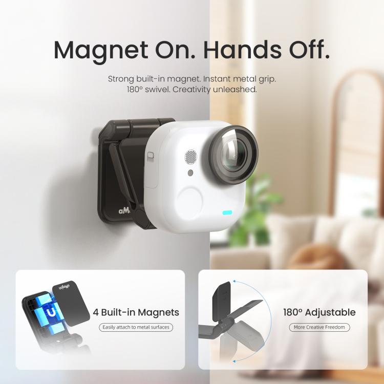 For Insta360 GO Ultra Magnetic Easy Clip AMagisn Mount 180-Degree Adjustable Angle For Flexible POV Shooting