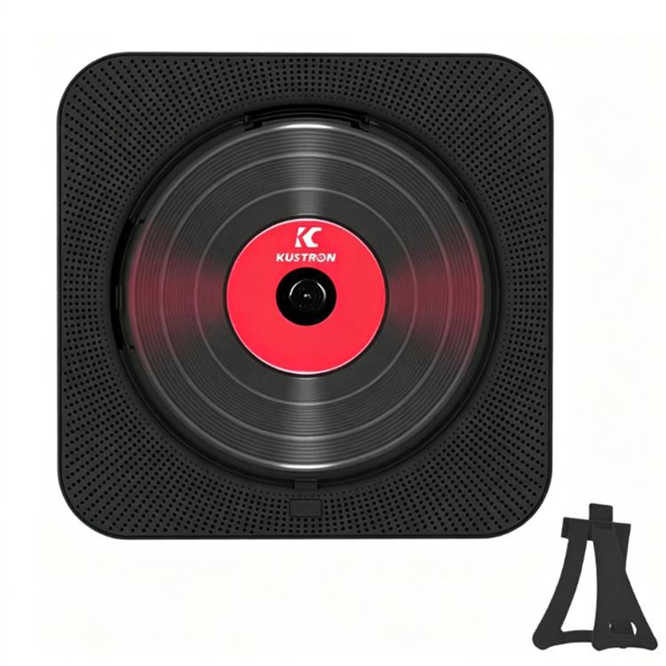 KUSTRON Home Wall-Mounted Rechargeable CD Player Bluetooth Speaker Music Player With Cover, US Plug, EU Plug, UK Plug, AU Plug