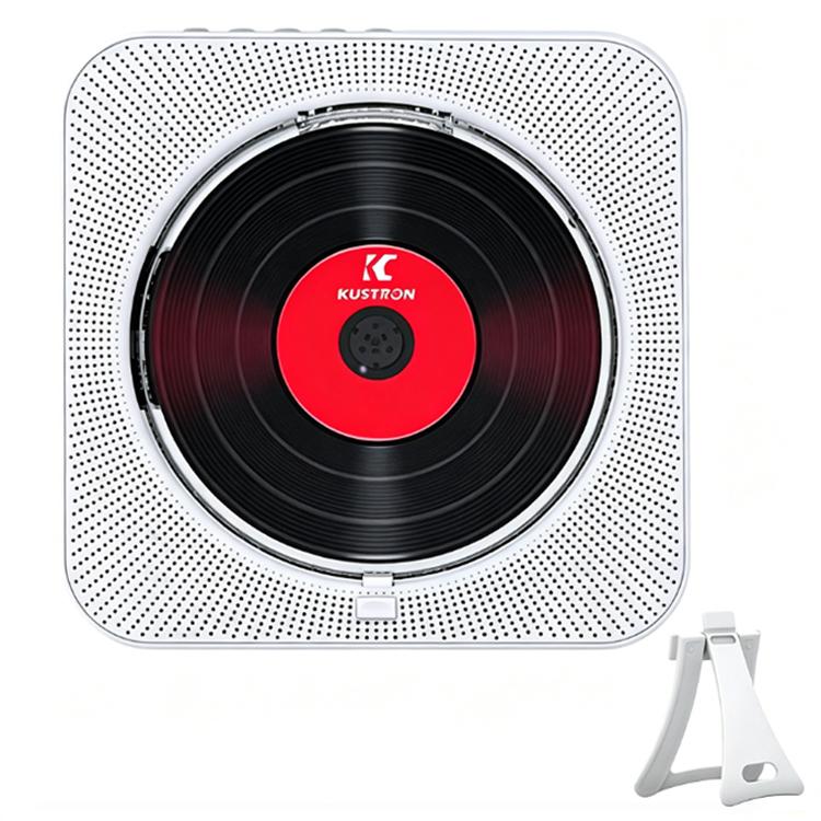 KUSTRON Home Wall-Mounted Rechargeable CD Player Bluetooth Speaker Music Player With Cover, US Plug, EU Plug, UK Plug, AU Plug