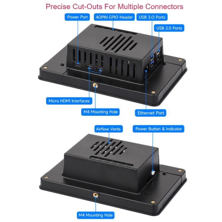 WAVESHARE 5-Inch Touchscreen Display Second-Generation Casing For Raspberry Pi 5, 5-Inch Case Only