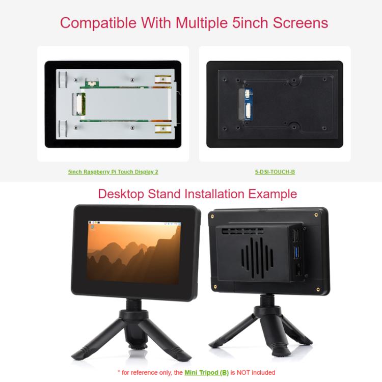 WAVESHARE 5-Inch Touchscreen Display Second-Generation Casing For Raspberry Pi 5, 5-Inch Case Only
