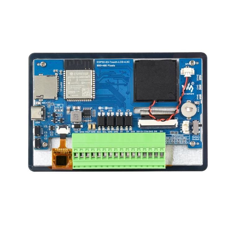 WAVESHARE ESP32-S3 4.3-Inch LCD Smart Voice Touchscreen Development Board, 4.3-Inch Without Case, 4.3-Inch With Case