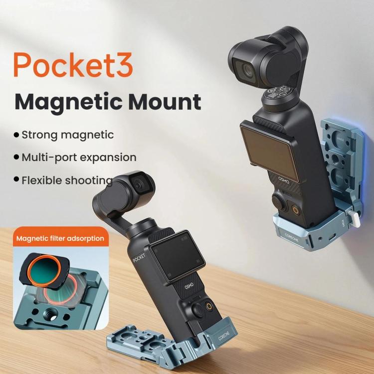 For DJI Osmo Pocket 3 COBONE Magnetic Extension Mount Quick-Release Adapter With 1/4-Inch Screw Hole & Cold Shoe, CPK-2