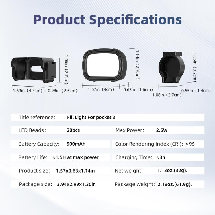For DJI Pocket 3 Flymile Handheld Magnetic Fill Light For Photography