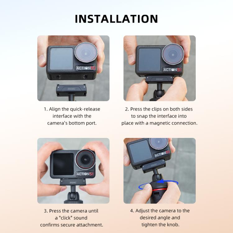 For DJI Osmo Action 5 Pro / Osmo 360 BRDRC Extended Selfie Stick Quick-Release Tripod, AC6039_2