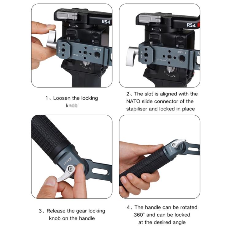 XILETU Adjustable Angle Handle Grip For DJI RS 4 Mini/RS 4 Pro/RS 4/RS 3 Mini/RS 3 Pro/RS 2 Stabilizers