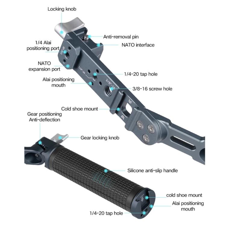 XILETU Adjustable Angle Handle Grip For DJI RS 4 Mini/RS 4 Pro/RS 4/RS 3 Mini/RS 3 Pro/RS 2 Stabilizers