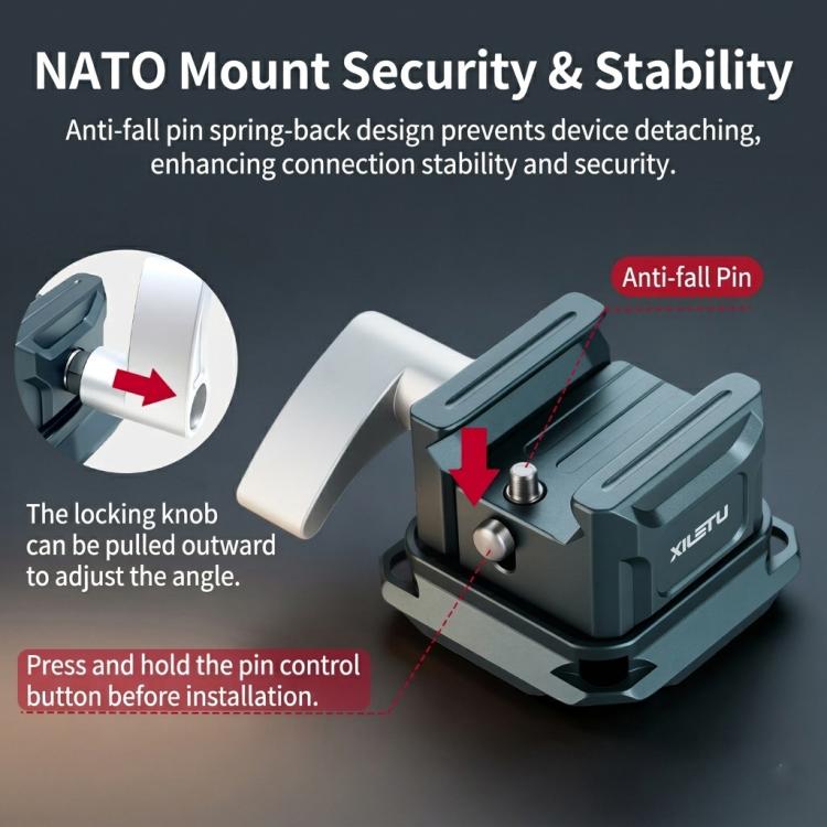 NATO Rail Clamp For DJI RS Series Stabilizer Arca-Swiss Compatible QR Mount Adapter, XILETU PC-38, XILETU PC-38A