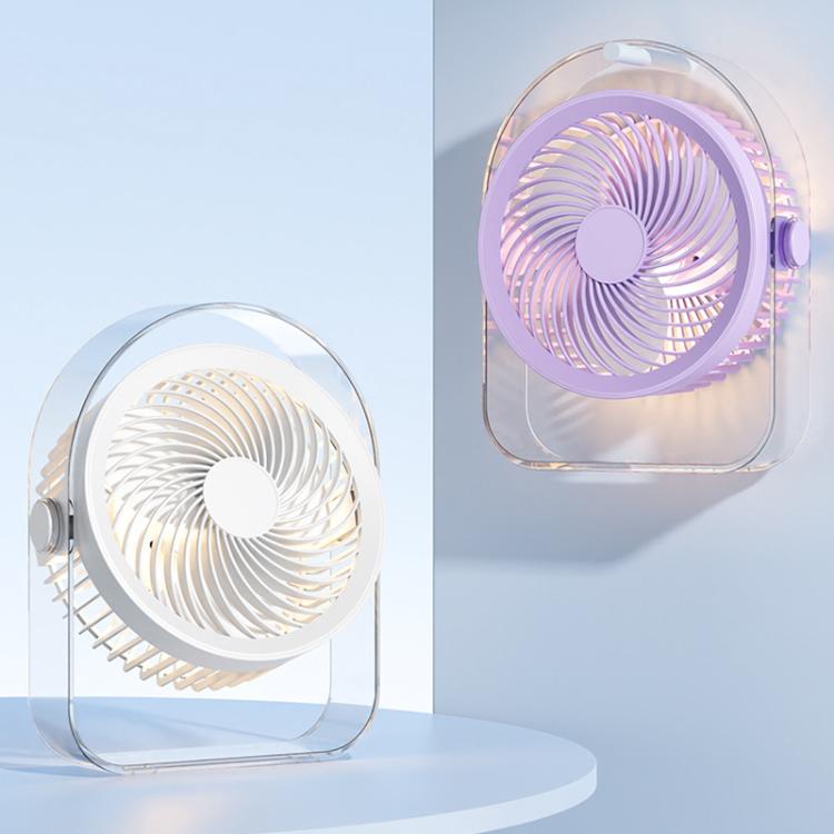 Dormitory Outdoor Desktop Night Light Silent Fan With Night Light, White Direct Plug, Purple Direct Plug, White Rechargeable, Purple Rechargeable