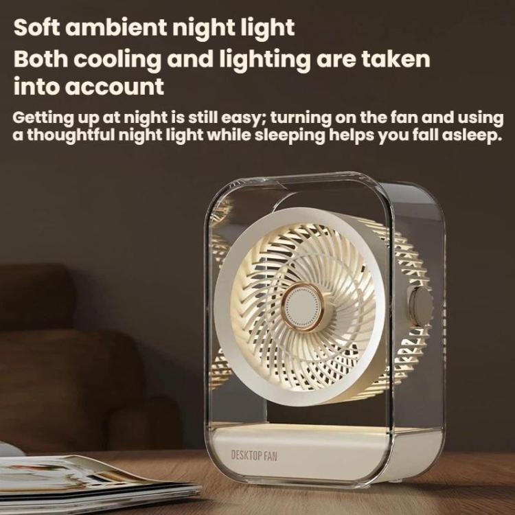 USB Rechargeable Desktop High-Power Fan With Night Light