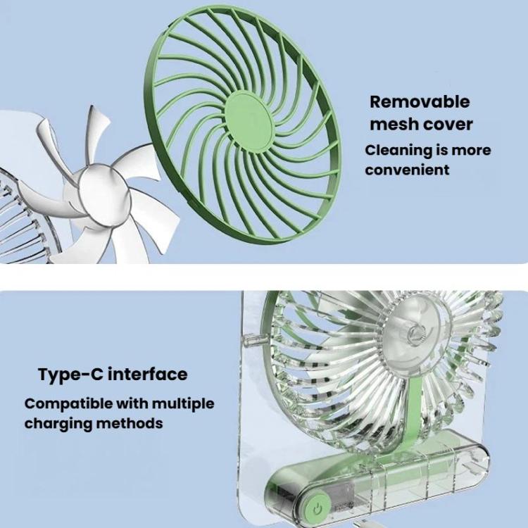 JP-08 Ultra-Thin Desktop Mini Fan Quiet Transparent Digital Display Fan For Office Desk
