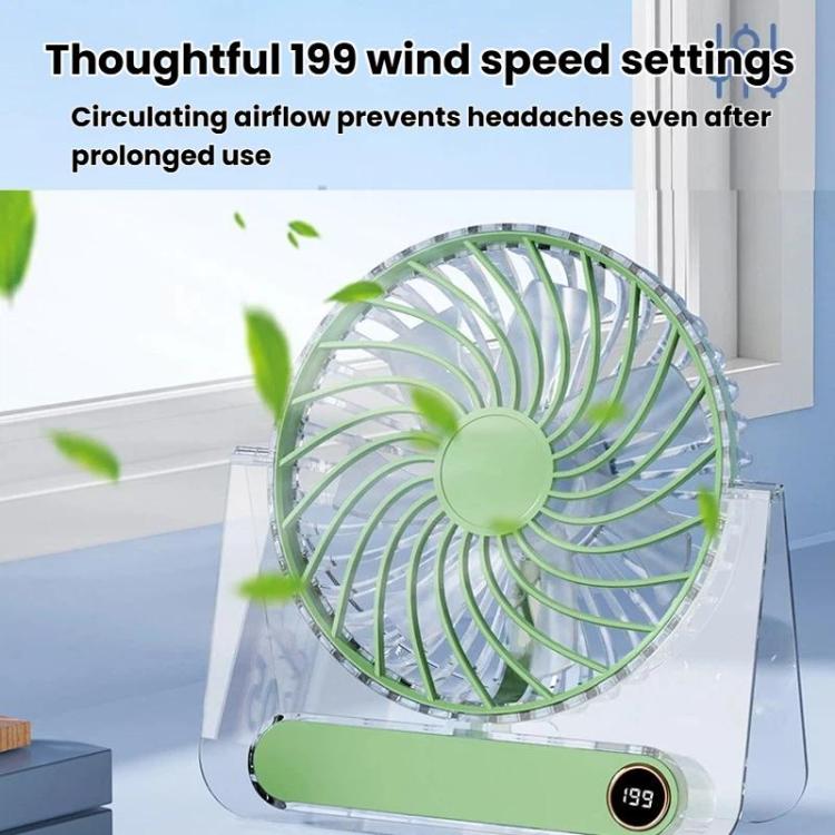 JP-08 Ultra-Thin Desktop Mini Fan Quiet Transparent Digital Display Fan For Office Desk