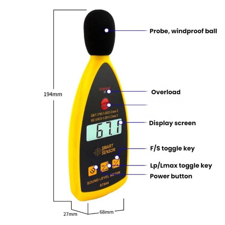 SMART SENSOR High-Precision Decibels Sound Noise Level Tester, ST844