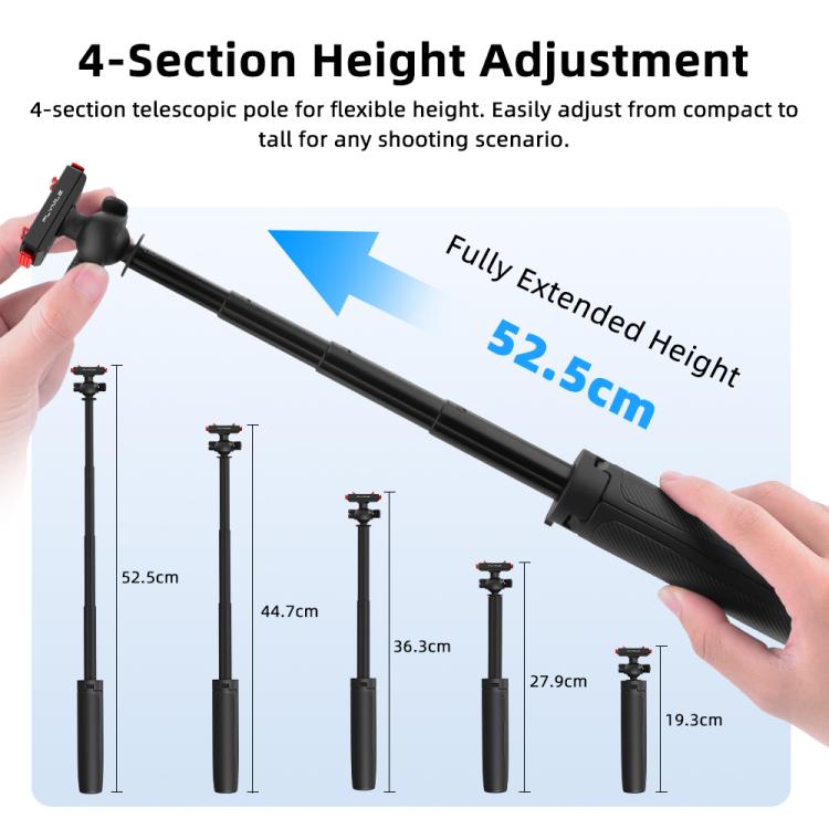 For Insta360 Ace Pro 1 / 2 / ACE / X5 Flymile Quick-Release Selfie Extension Tripod