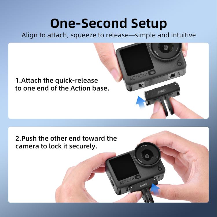 BRDRC For DJI Magnetic Quick-Release Base Two-Claw Stand Extension Accessory, For Osmo Action 6 / Nano, For Osmo Action 3 / 4 / 5 Pro / Osmo 360