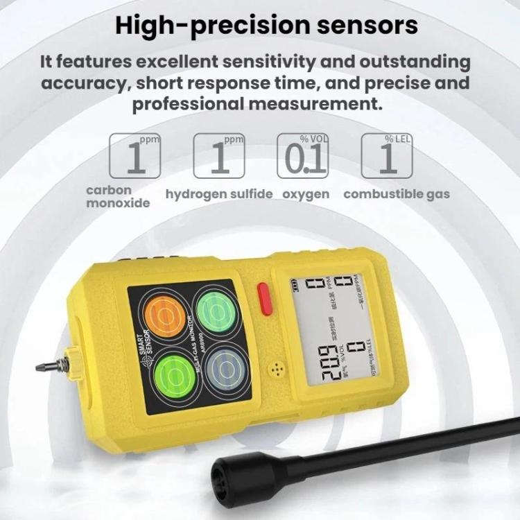 SMART SENSOR 4 In 1 Oxygen/Hydrogen Sulfide/Carbon Monoxide Gas Detector, AR8900