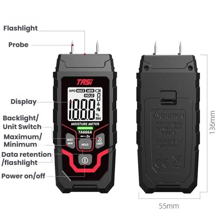 Wood Moisture Meter Rapid Moisture Content Tester, TA666A