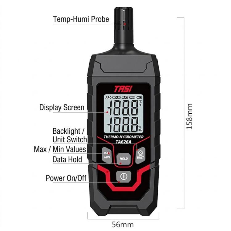 High Precision Digital Temperature Humidity Meter Environmental Temperature Meter, TASI TA626A