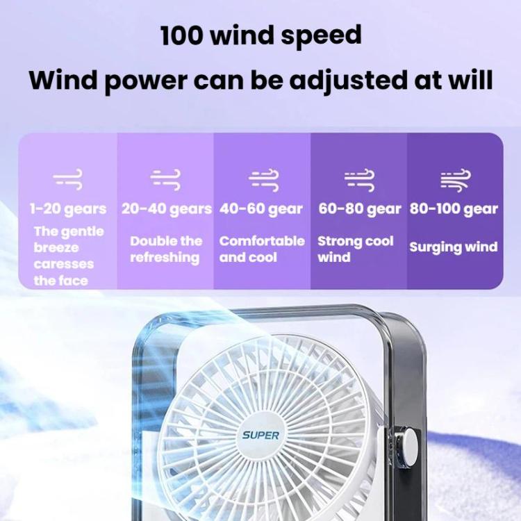 F2 Desktop Quiet Fan With 100-Speed Stepless Speed Control Smart Digital Display Fan With Light