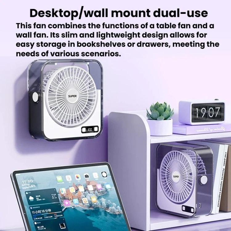 F2 Desktop Quiet Fan With 100-Speed Stepless Speed Control Smart Digital Display Fan With Light