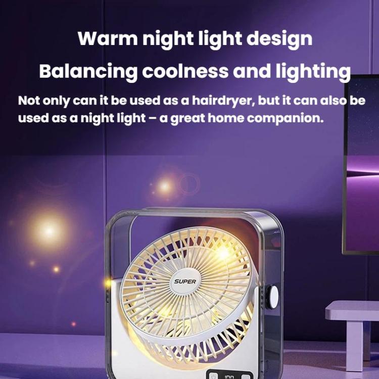 F2 Desktop Quiet Fan With 100-Speed Stepless Speed Control Smart Digital Display Fan With Light