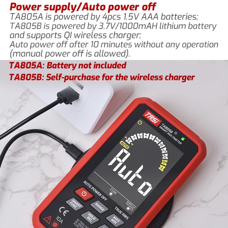 Large Screen Digital Fully Automatic Smart Multimeter, TASI TA805A Battery-powered, TASI TA805B Rechargeable