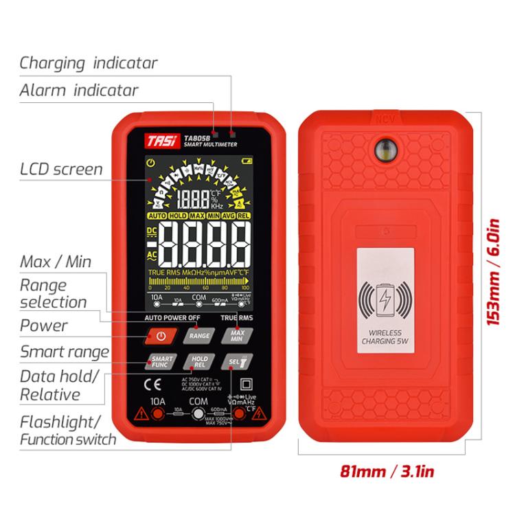 Large Screen Digital Fully Automatic Smart Multimeter, TASI TA805A Battery-powered, TASI TA805B Rechargeable