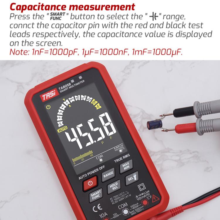 Large Screen Digital Fully Automatic Smart Multimeter, TASI TA805A Battery-powered, TASI TA805B Rechargeable