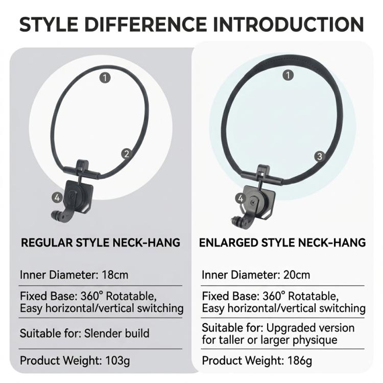 POV Neck Mount For Cell Phone & Action Camera Quick-Release Neck Holder With Extension Rod, Standard, Standard With Fixed Strap, Extra Large, Extra Large With Strap