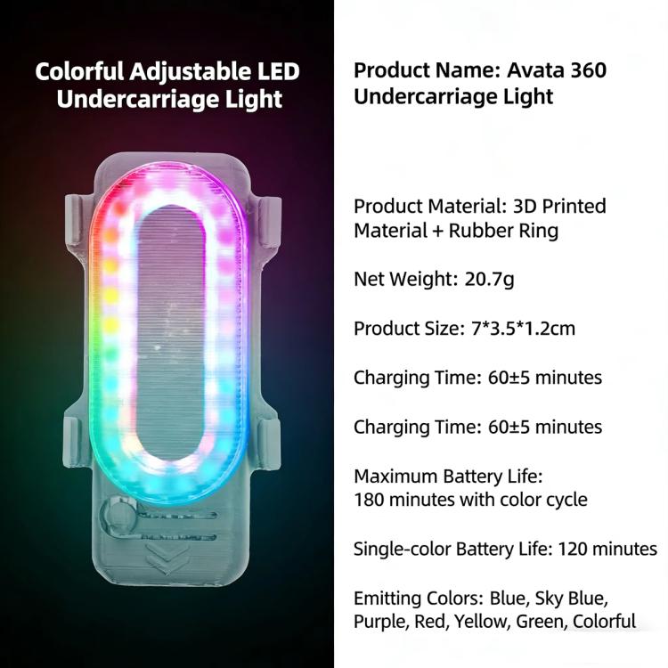 For DJI Avata 360 RCSTQ RGB LED Bottom Light 38 Lighting Modes Rechargeable Night Flight Signal Lamp
