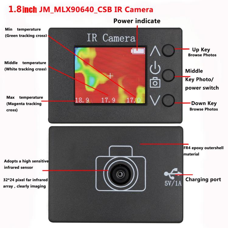 MLX90640 1.8-Inch LCD Digital Infrared Thermal Imager DIY Inspection Tool, MLX90640