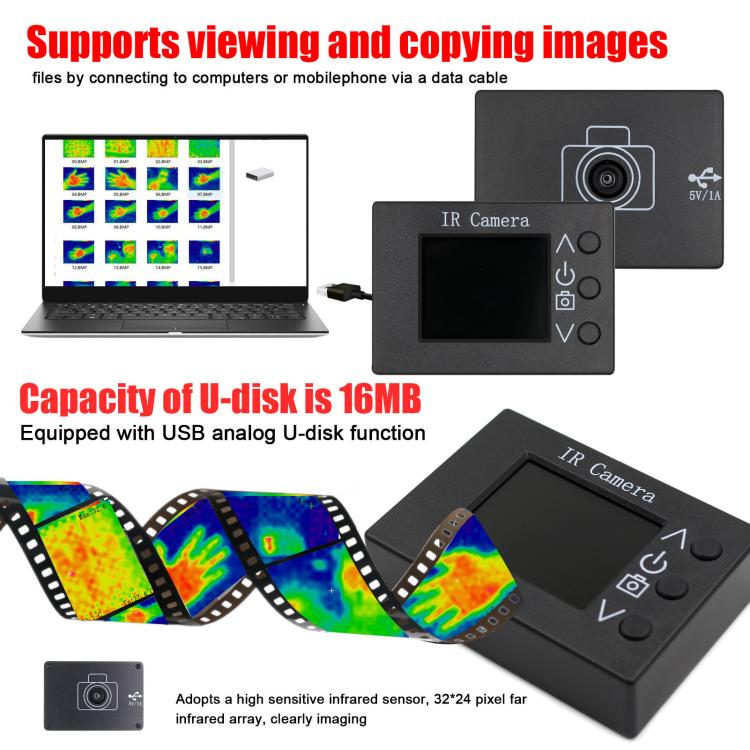 MLX90640 1.8-Inch LCD Digital Infrared Thermal Imager DIY Inspection Tool, MLX90640
