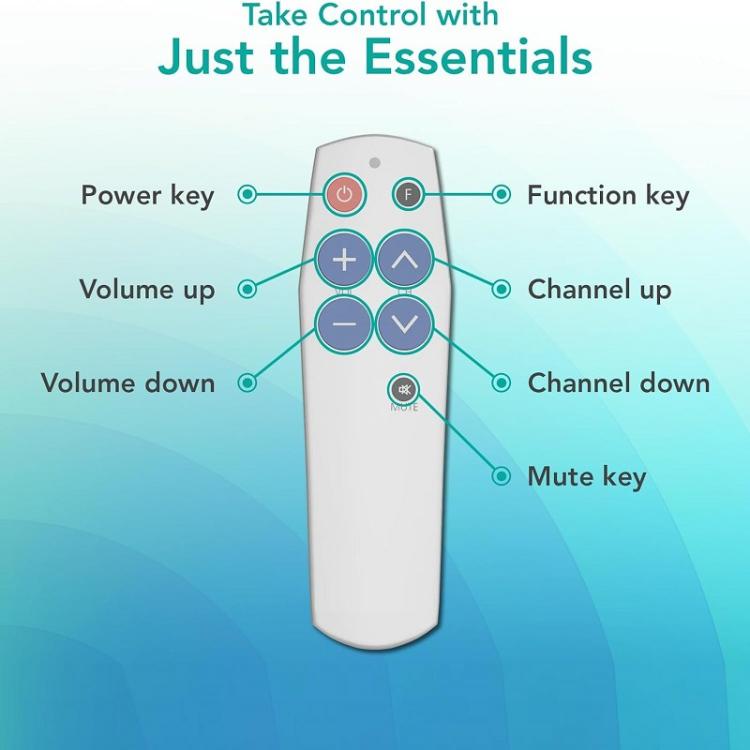 7-Key Universal Learning Remote Control For Seniors Large Buttons Easy To Use IR Remote For TV/STB/DVD/DVB/HiFi, Silver, Black, Backlit Edition