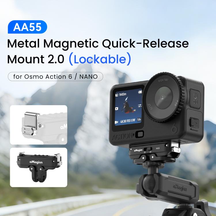 For DJI Osmo Action 6 / Nano aMagisn Metal Magnetic Quick Release Mount 2.0 Lockable Adapter, For DJI Osmo Action 6 / Nano