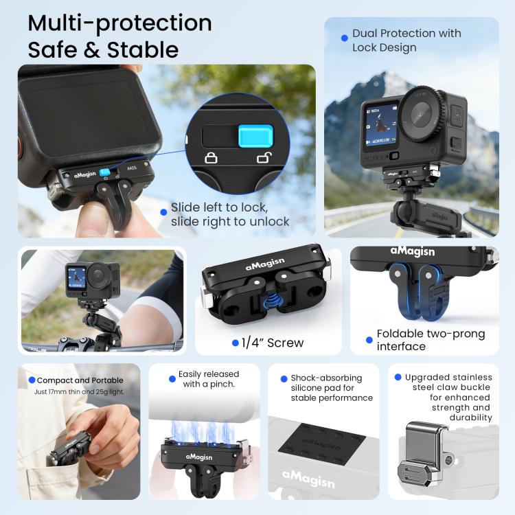 For DJI Osmo Action 6 / Nano aMagisn Metal Magnetic Quick Release Mount 2.0 Lockable Adapter, For DJI Osmo Action 6 / Nano