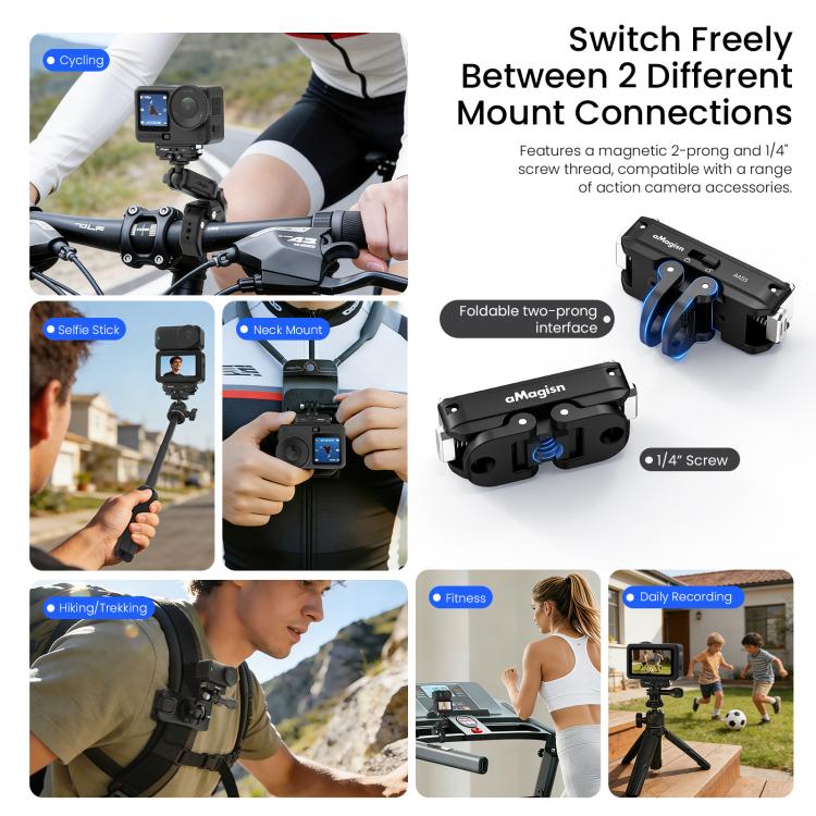 For DJI Osmo Action 6 / Nano aMagisn Metal Magnetic Quick Release Mount 2.0 Lockable Adapter, For DJI Osmo Action 6 / Nano