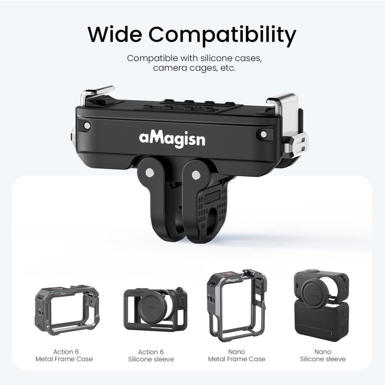 For DJI Osmo Action 6 / Nano aMagisn Metal Magnetic Quick Release Mount 2.0 Lockable Adapter, For DJI Osmo Action 6 / Nano