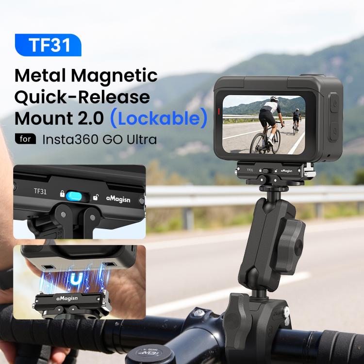 For Insta360 GO Ultra aMagisn Metal Magnetic Quick Release Mount 2.0 Lockable Adapter, For Insta360 GO Ultra