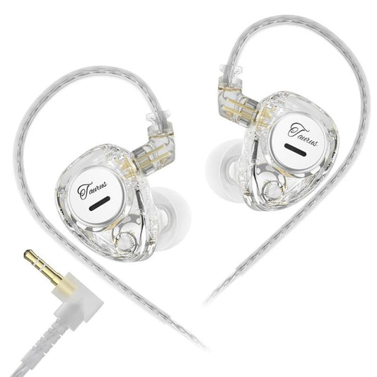KZ Taurus 3.5mm Horizontal Dual Dynamic Driver Structure HiFi Quality 1.2m Wired Earphone, Transparent Standard, Transparent With Mic, Transparent Black, Transparent Black With Mic, White Standard, White With Mic