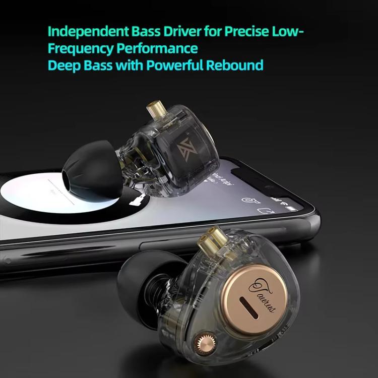 KZ Taurus 3.5mm Horizontal Dual Dynamic Driver Structure HiFi Quality 1.2m Wired Earphone, Transparent Standard, Transparent With Mic, Transparent Black, Transparent Black With Mic, White Standard, White With Mic