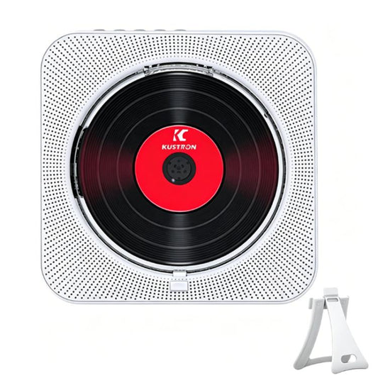 KUSTRON Home Wall-Mounted CD Player Bluetooth Speaker Music Player With Cover, White, Black, Green, Pink, Purple